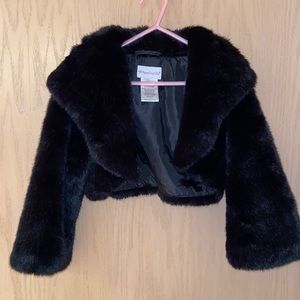 American Girl faux fur black cropped shrug